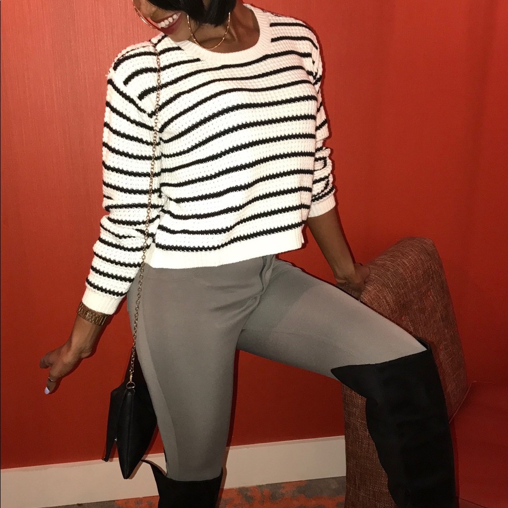 Striped soft knit sweater